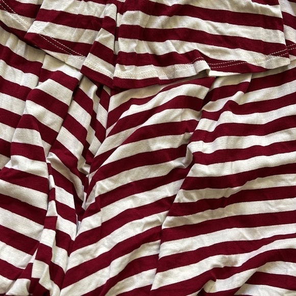 Wine & White Boho Striped Off the Shoulders Dress - Picture 4 of 4